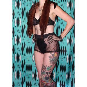 Vintage Ellisberg's Dark Brown Mink Stole pinup reto rockabilly bolero wrap scar